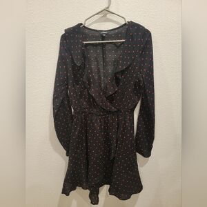 EXPRESS BLACK DRESS WITH RED POLKADOTS